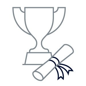 excellence icon of trophy and diploma